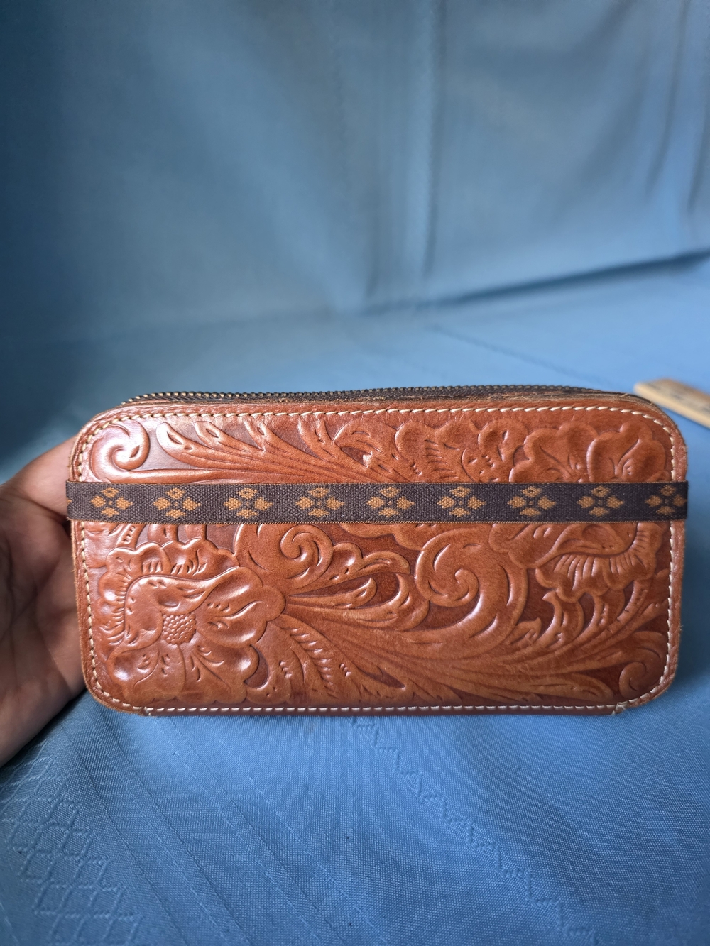 Patricia Nash Tooled Leather Wallet  7x4 Organizer, Brown Tan Leather
